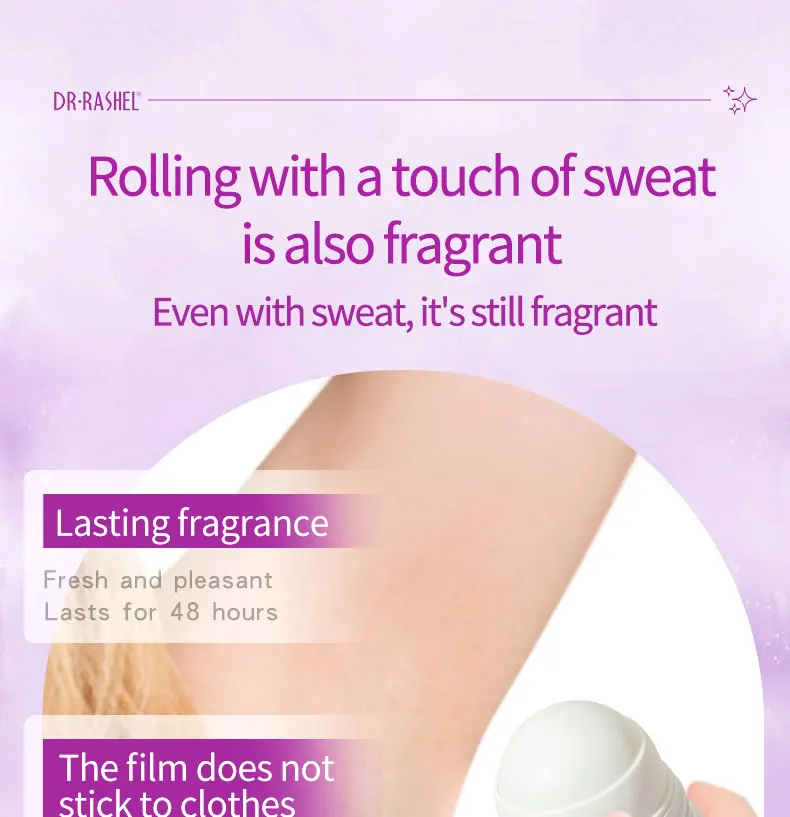 For DR RASHEL Vegan Roll-On Deodorant with Lasting Fragrance Protective Body Balm in Lavender Rose Coconut Scents
