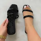 2021 Simple Flat Bottom Square Heel Slipper Woman Flat Ladies Shoes