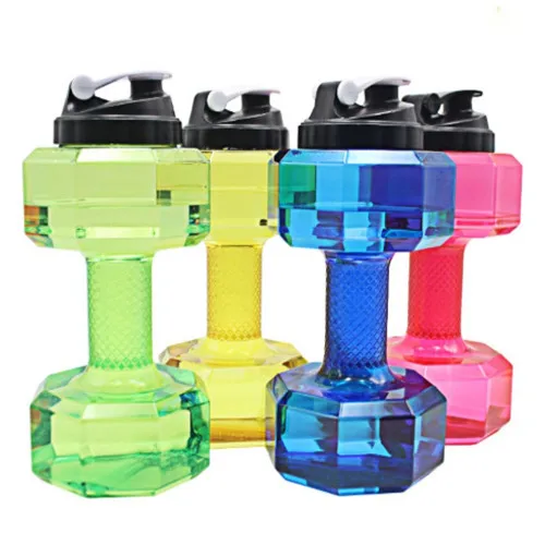 Dumbbell Shaped Gym Sport Water Drink Cup Bottle Fitness Outdoor Exercise 2.2L 