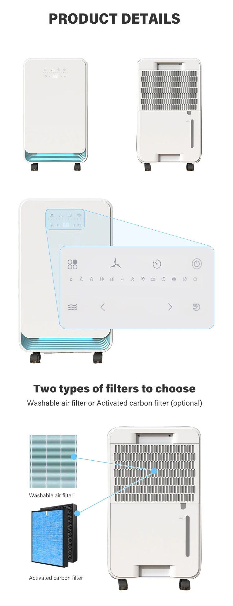 Manual Drainage Portable Dehumidifiers, 12L/Day, APP - detail 10