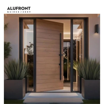 ALUFRONT Thermal Break Elegant Hurricane Proof Aluminium Prehung Security Front Entry Doors for Villa