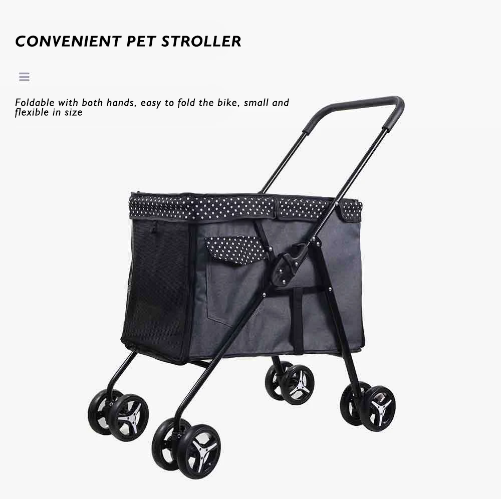 300D Oxford Cloth Foldable Pet Stroller 15KG Capacity Spacious for Cats and Dogs with Brake Storage Bag Pet Products factory