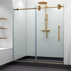 SeaWin Bathroom Custom Frameless Golden Hotel Tempered Glass Single Sliding Shower Doors