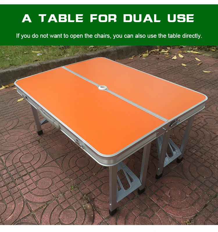 铝制桌椅折叠野餐餐桌野餐桌户外野营行李箱带4个座位