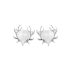 Pearl Christmas Wholesale Fashion Deer Pearl Stud Earring 925 Sterling Silver Christmas Earrings
