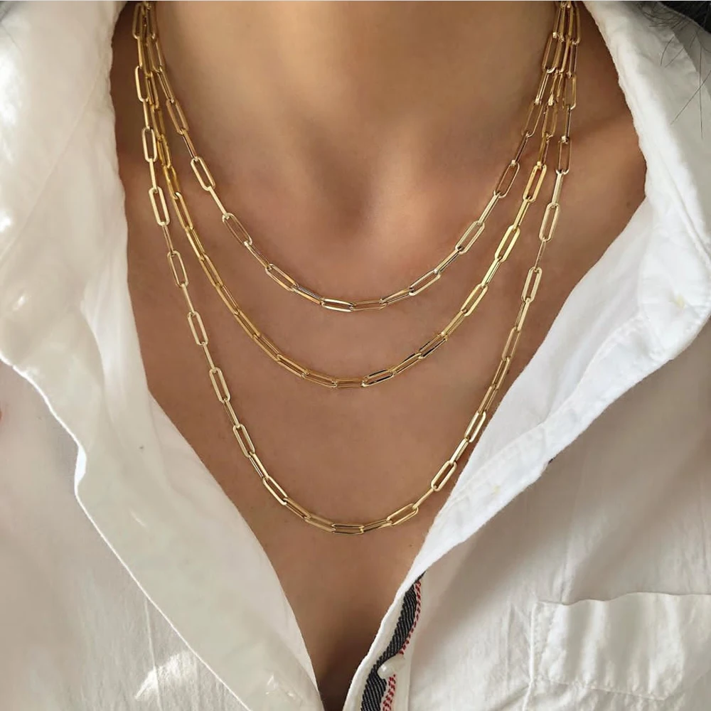 3 Layer Link Chain Gold Cuban Necklace 