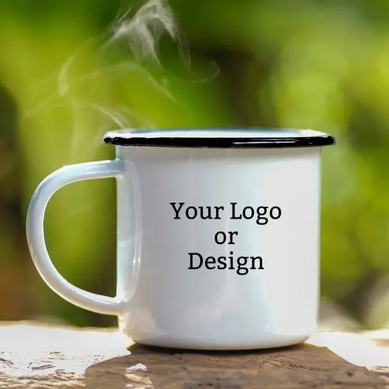 Custom Bulk White sublimation Personalized Metal Camp Enamel Vintage Coffee Cup Mug