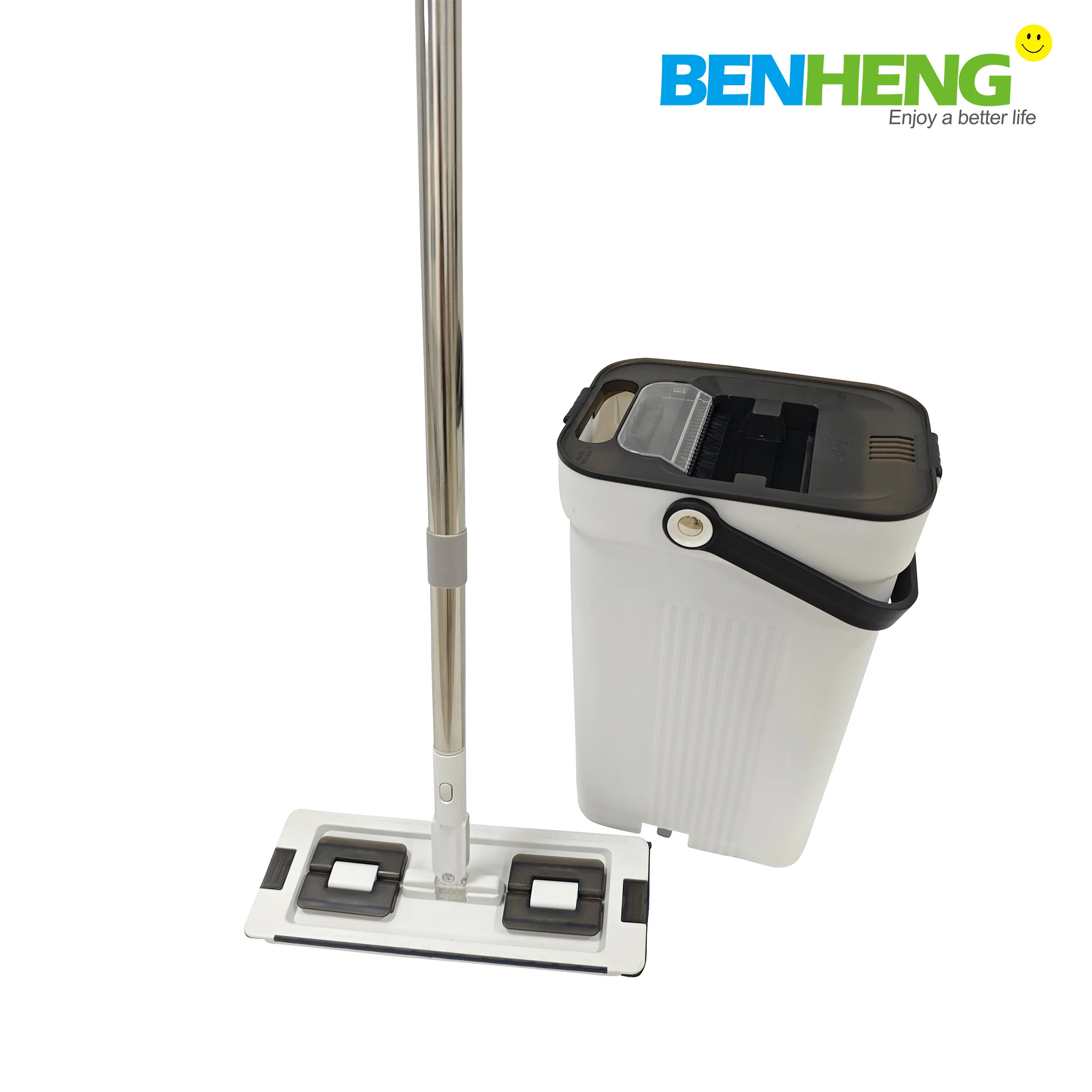 Smart Mops New Flat Mop Bucket with Clean and Dirty Water Separated, 3 Chamber Buckets, 2025 New Hot Delling Household Items