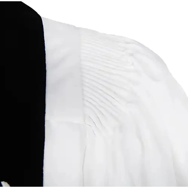 White Matte Fluted Geneva Clergy Robes Gown Women Men With Velvet Panel factory