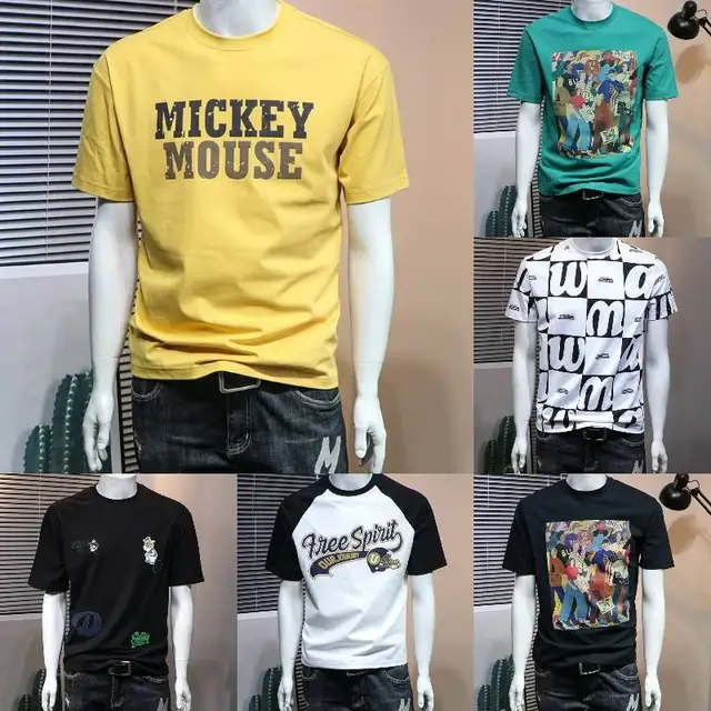 wholesale high-quality 100% cotton printed retro tight section T-shirts fashion men classic