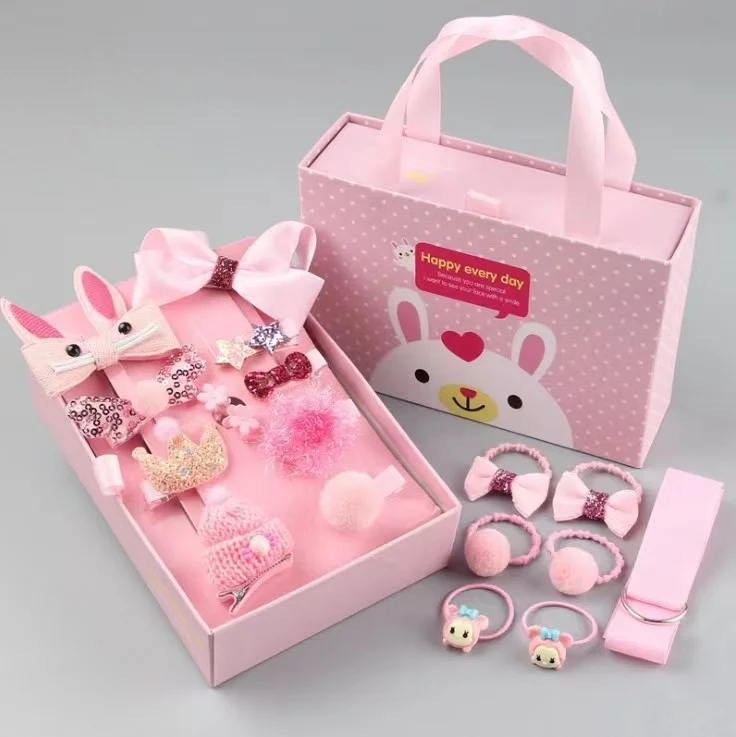 Wholesale HOT selling Korean lovely Princess Kids Hair Clips 18 pcs/sets with gift box packaging cute baby hair accessories