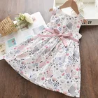 Kids Dress Trendy Printing Cotton Princess Floral Sleeveless Casual Kids Clothes Summer Girl Dress