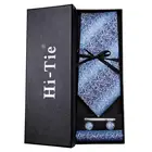 Gift Set High Quality Fashion Blue Necktie Ties Men Custom Logo 100% Silk Tie Gift Set With Box