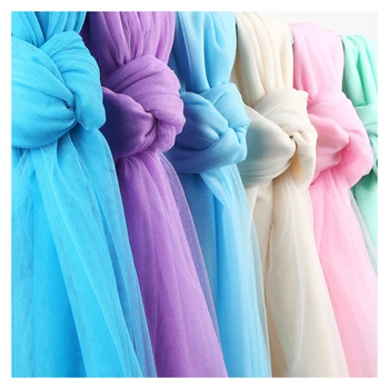 100% 20D Nylon Transparent Knit Net Mesh Soft White Wedding Gown Dress Veil Illusion Tulle Roll Tul Bordado Fabric