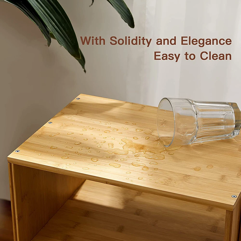 Bamboo Stackable Wood Nightstan Bedside Tables for Bedroom Storage factory