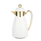 Abs Lovely Arabic Style Shell Shape ABS Plastic Food Grade White Gold Color 700ml Glass Vacuum Coffee Pot For Family