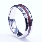 Wedding Band Men And Rings For Men Fashion Stainless Steel Jewelry Rose Wood Inlay Wedding Band Ring For Men And Women