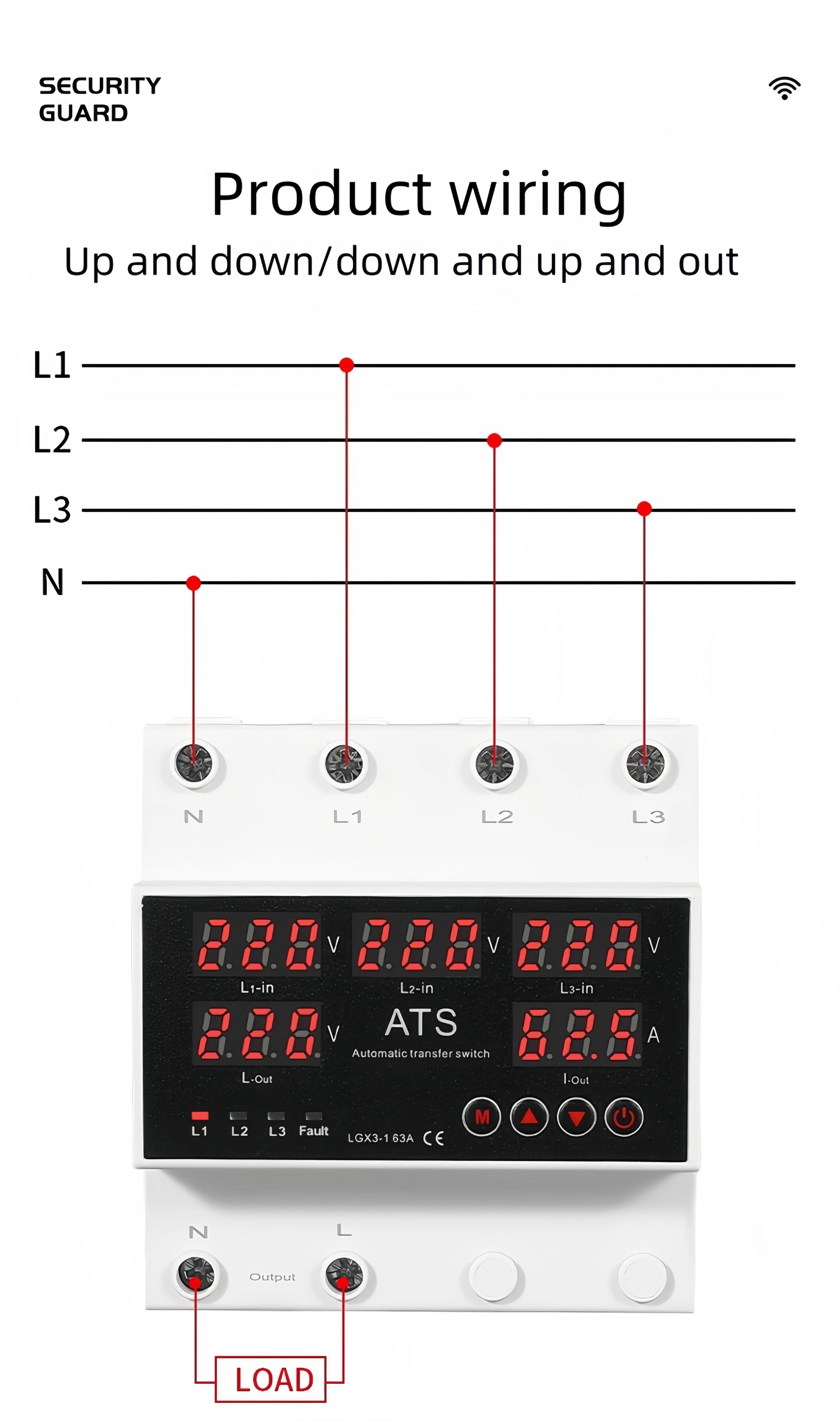 product auto recovery relay 63a 220v 380v 400v ac digital display din rail 3 phase adjustable protector 50hz 230v svc stabilizers-12