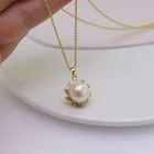 Pendant Petal Cluster Inlaid Natural Freshwater Baroque Pearl Pendant Gold-plated