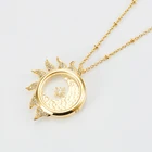 Women Dainty Designs Gold Filled CZ Sun Moon Star Necklace Jewelries Locket Necklaces For Women