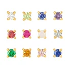 Silver Silver Gemnel Pop Jewelry Mini Rainbow Birthstone 2.5mm Stud 925 Silver 14k Gold Earrings