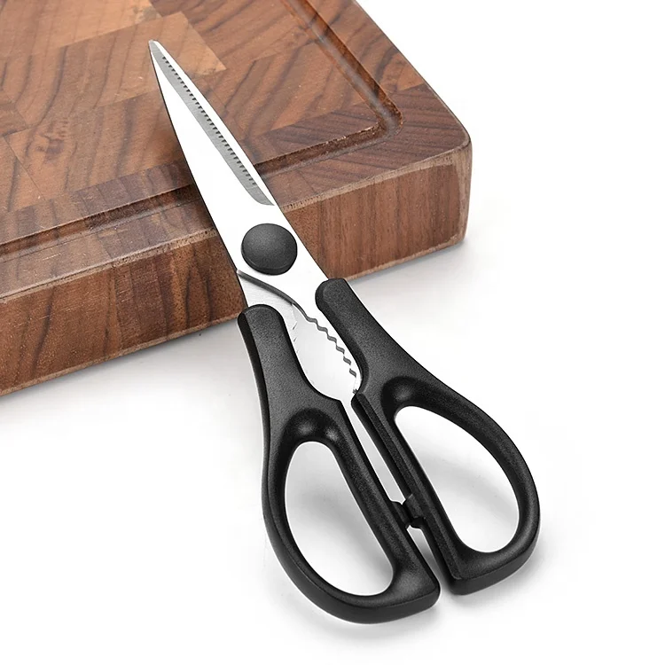 8 Inch 3Cr13 Stainless Steel with Black ABS Handle Kitchen Scissors Multi-functional Kitchen Shears