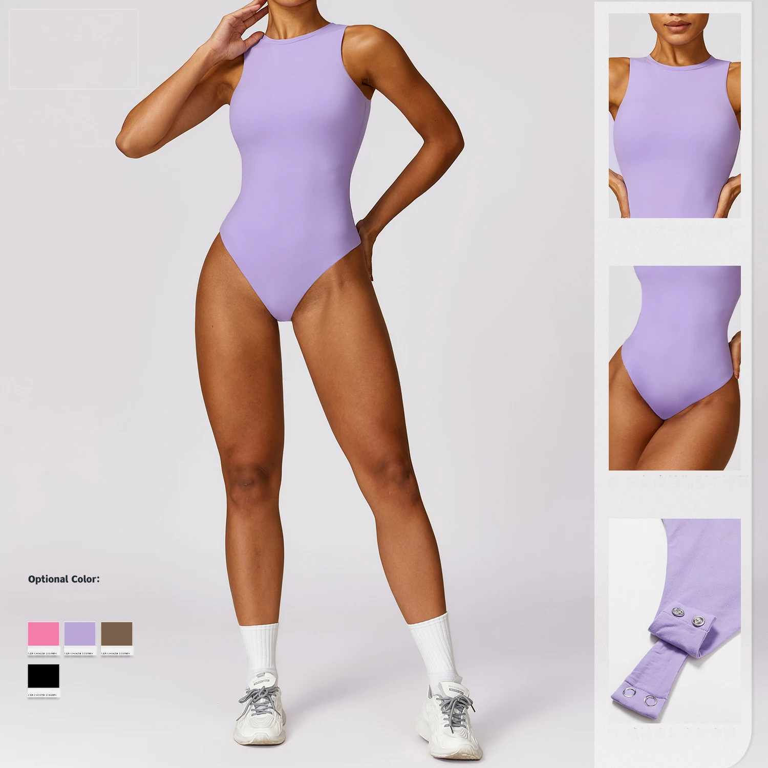 2024 High Quality Women's Gym Fitness Bodysuit Nude Feeling Slim Tight One Piece Yoga Jumpsuit Nylon Sleeveless Shapewear