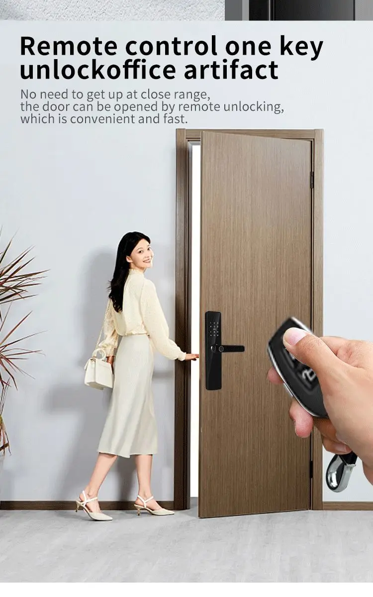 Qleung S819 Aluminium Door Fingerprint WiFi Enabled Tuya TTlock With Password Key Card dla domu 3