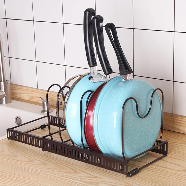 Black Pot Lid Organizer Rack Holder for Kitchen Storage Rack