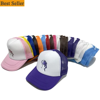 high quality wholesale embroidery foam mesh nets hats custom logo embroidered print trucker cap hat for men