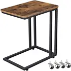 Table Side Table Wood Living Room Bedroom Mobile Slide Under Couch Sofa Snack End Coffee Side Table With Wheels Castors