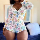 Onesie Pyjamas High Quality Adult Onesie Pajamas Romper Sleepwear Sexy V-neck Onesie