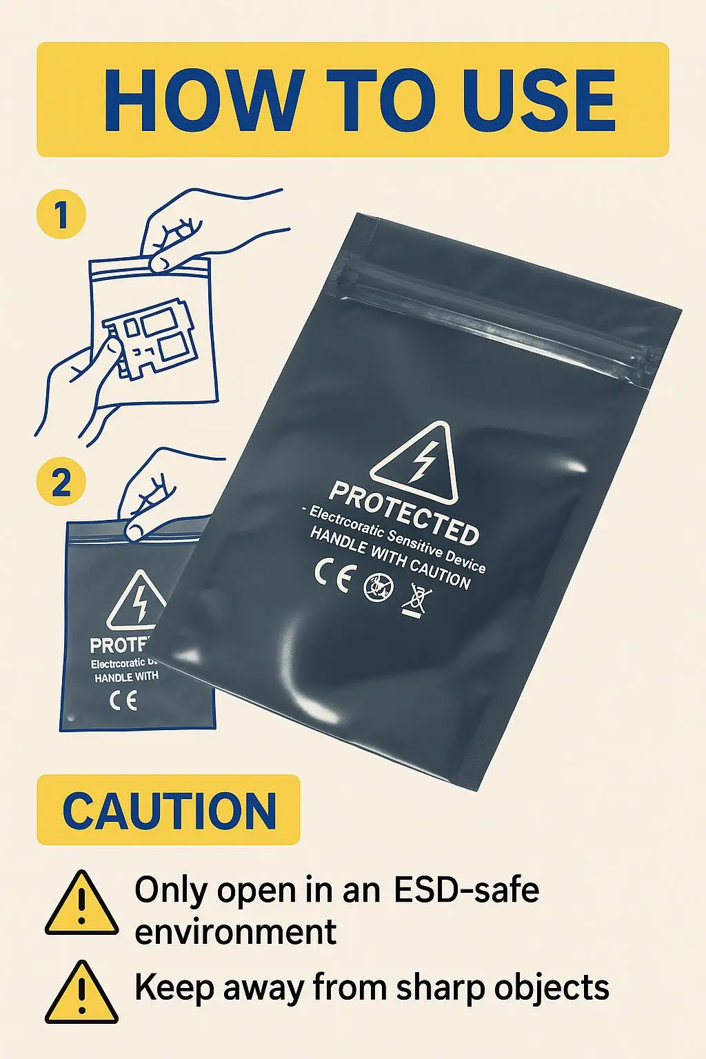 Custom Printed ESD Shielding Cleanroom Bag with Ziplock for Moisture Barrier Electronic and Mobile Phone Packaging - detail 9