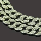 Jewelry Gold Hip Hop Jewelry 12MM White Gold Plated Out CZ Prong Necklace Diamond Cuban Link Chain