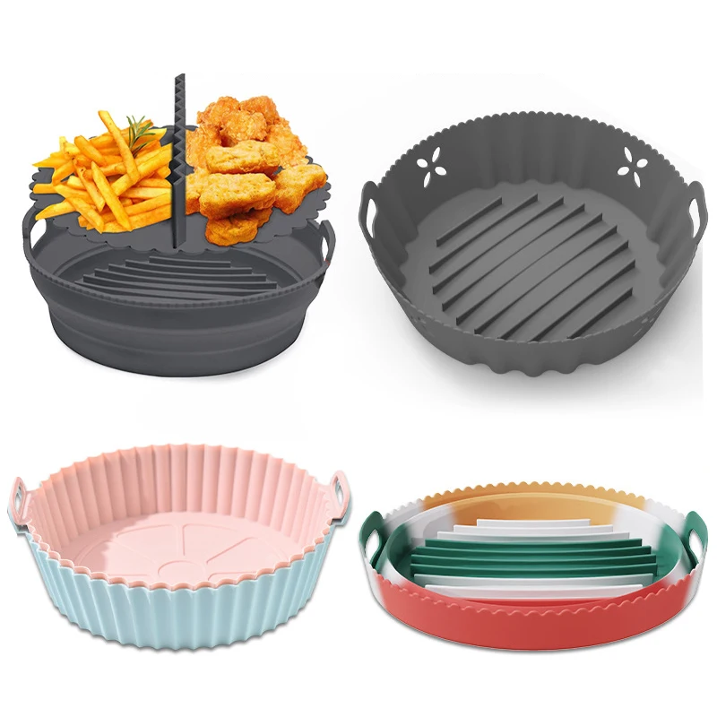 Air Fryer Silicone Pot Easy Cleaning Air Fryer Oven Accessory Food Safe Reusable Air Fryer Silicone Liners