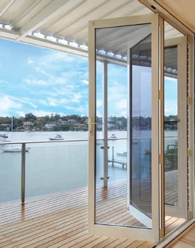 Clean-Line Folding Glass Doors Glass Folding Door with Aluminum Frame Folding Door Track System for Home Use