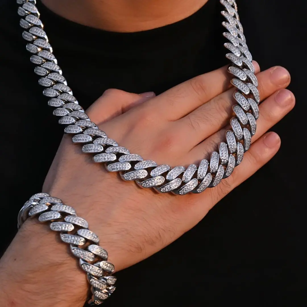18mm Cuban Link Chain Bracelet Necklace 