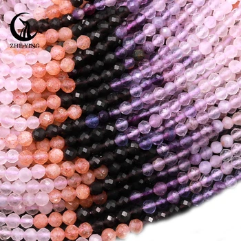 Zhe Ying Natural 3mm 4mm 2mm stone beads manufacturers real gemstone necklace faceted natural stone beads jewelry making