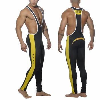 Custom Sublimated Men Bodywear Bodysuit Sexy Undershirt Lingerie Underwear Workout Clothes Singlet Wrestling