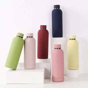 New products gym 500ml double wall stainless steel insulated sports thermal water drinking bottles with rubber painted color