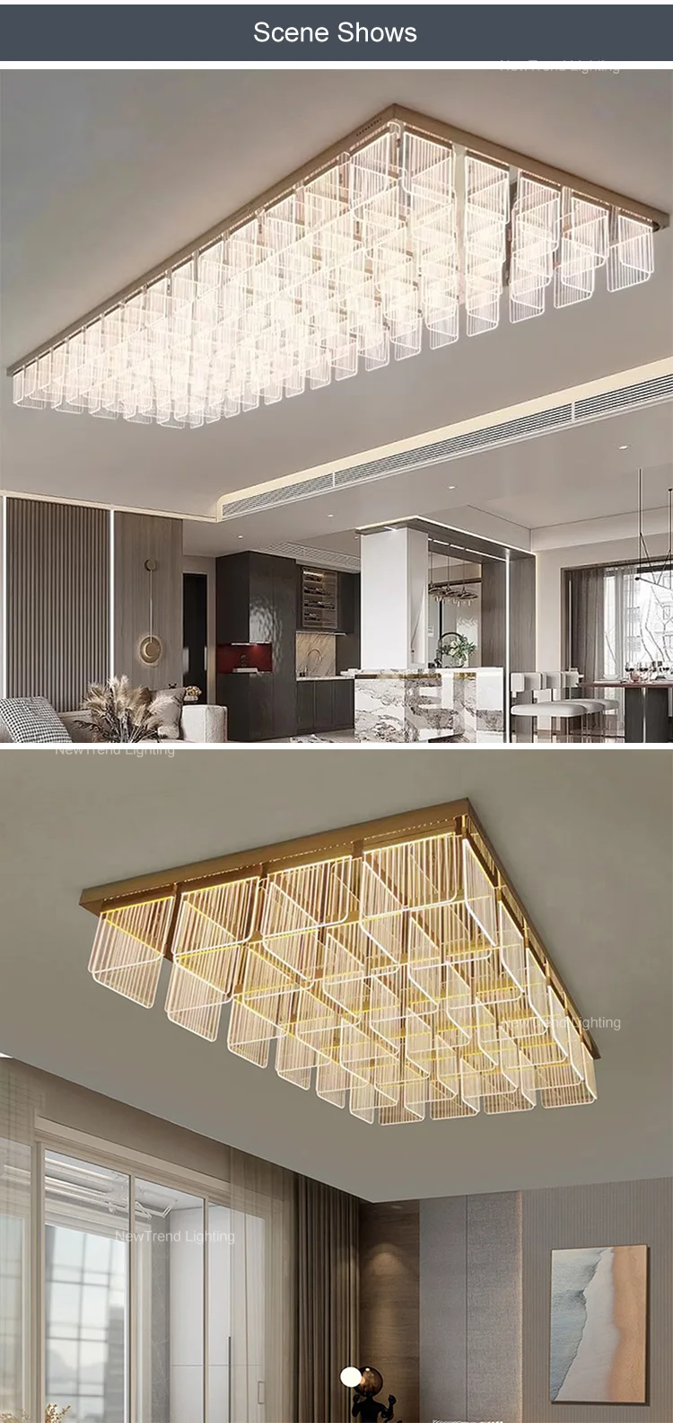 CPL-257 Professional Bespoke Indoor Decoration Ceiling Lighting Villa Hotel Lobby Hall Acrylic Luxury LED Chandelier supplier