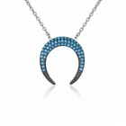 Jewelry Turquoise Wholesale Newest Minimal Jewelry Diamond Crescent Moon Green Crescent Turquoise Horn Necklace