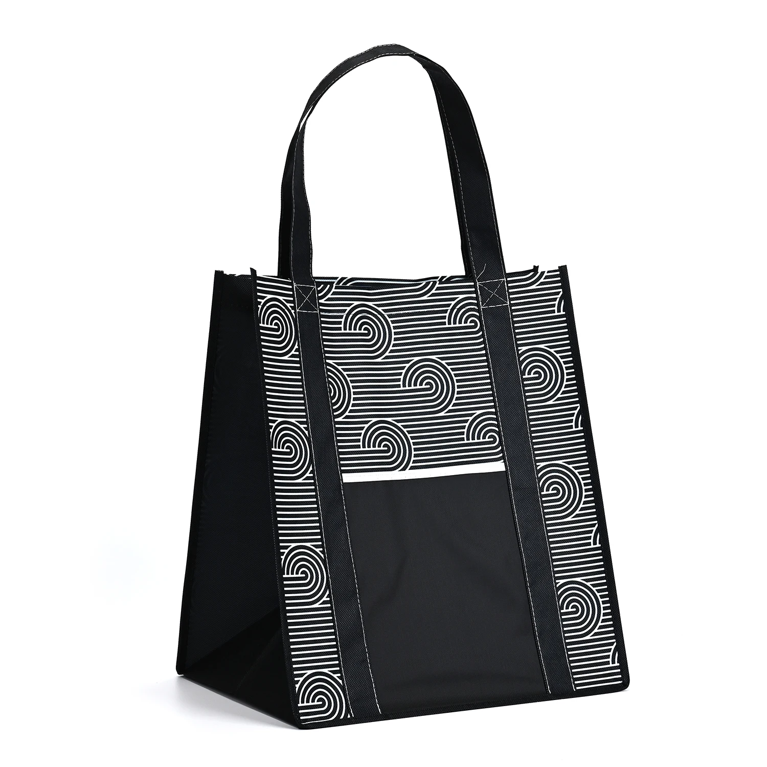 Medium-Sized Eco-Friendly Reusable RPET Fabric Non-Woven Grocery Tote Bags Convenient Shopping with Cartoon Logo Printed supplier