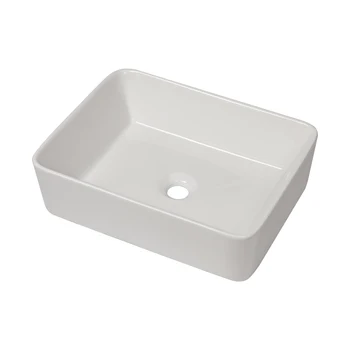 Bathroom Wash Sink Rectangular Container Basin White Washbasin Bathroom Cabinet Countertop Ceramic White 19x15 Inch