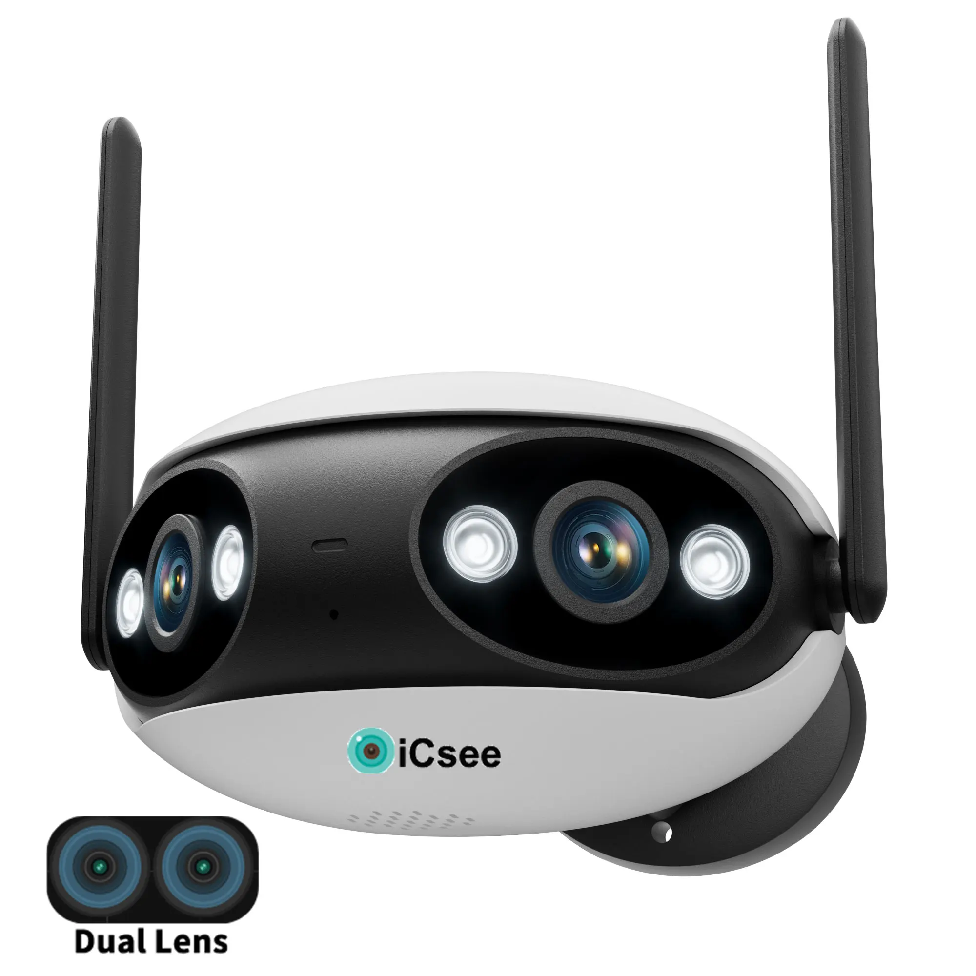 Icsee 4MP Dual Lens Panoramic Fixed 2MP Network Camera Wifi Dual lens 180 degree  Panoramic Surveillance Cctv Camera Wireless