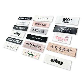 Manufacturer's direct sales custom clothing fabric label printing logo woven label clothing logo design clothing size label
