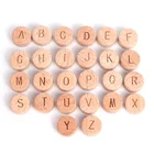 Round Beads 15mm Beech Round Disc Jewelry Accessories Beech Round Flat Beads 26 Letter Flat Beads