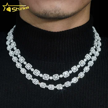 Iced Out Jewelry Thin 8MM 10MM Cuban Link Chain 925 Sterling Silver VVS Moissanite Diamond Chain