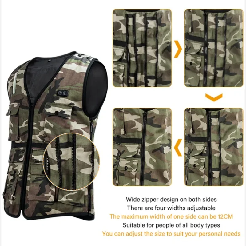Outdoor Heated Clothing Fishing LED lights Hunting Vest for Men USB Electric Heated Jacket with Battery Pack