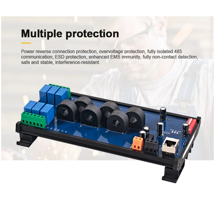 product huaqingjun 6 channel rs485 lan current voltage transformer detect module detection modbus rtu tcp acquisition module923-9